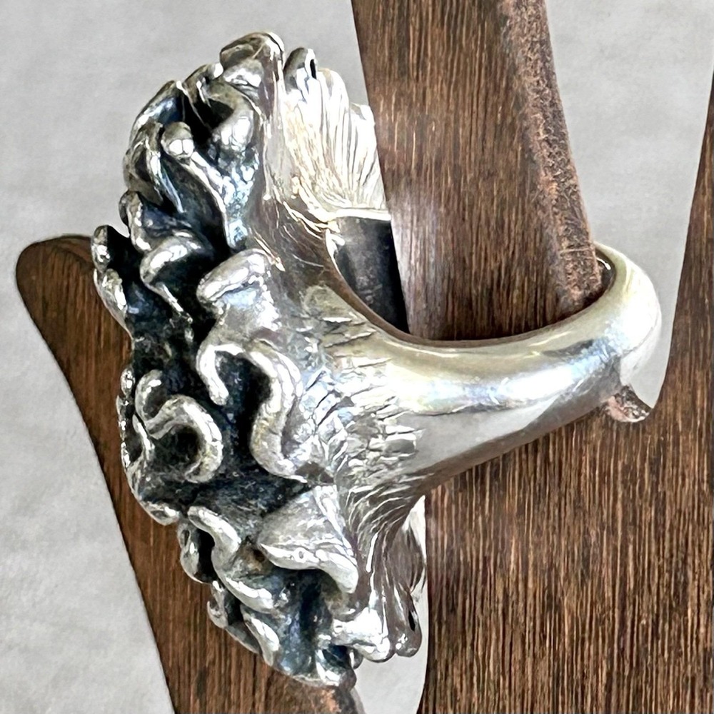 Thai Sterling Silver Organic Coral Reef Statement Ring 18.5g 925 - Picture 3 of 10
